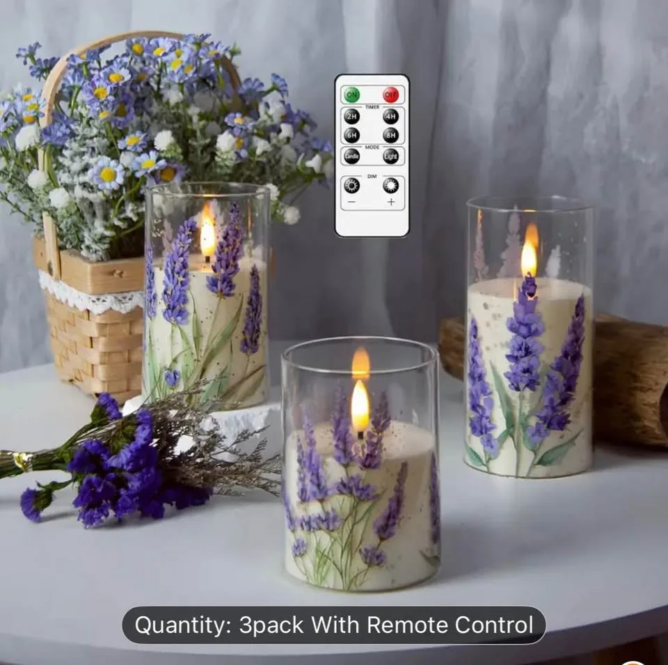 Flameless Candle with Remote (Lavender Leaves Design) image indicator(2)