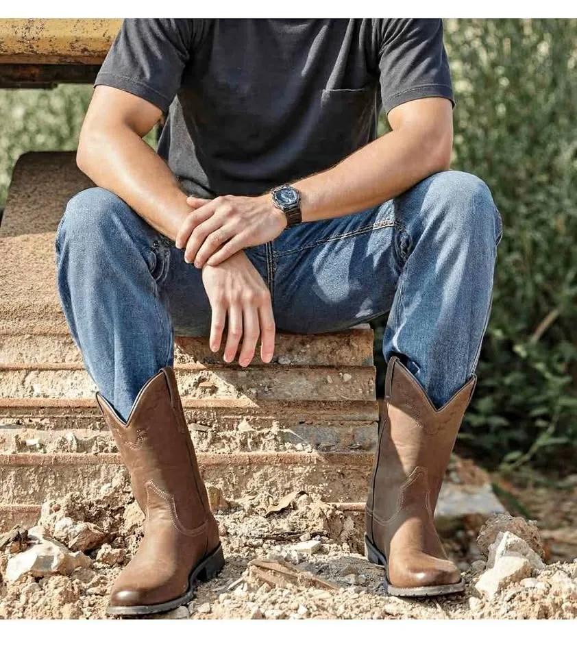 J's.o.l.e Western Cowboy Boots Men Round Toe Pull-On Botte thumbnail