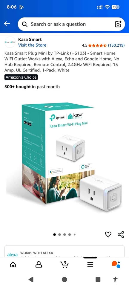 Kasa Matter Smart Plug w/ Energy Monitoring