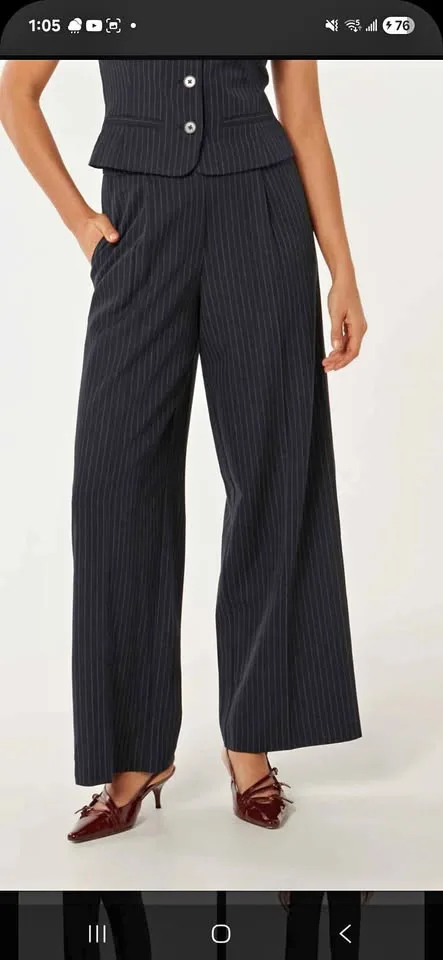 Noa Pinstripe Wide-Leg Pants size 16 black thumbnail