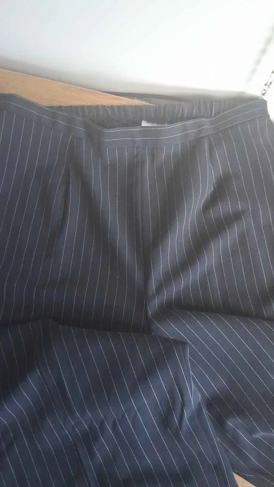 Noa Pinstripe Wide-Leg Pants size 16 black image indicator(3)