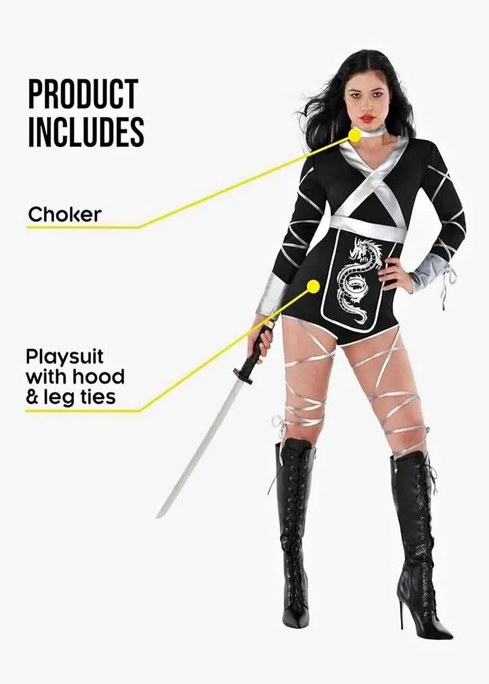 Silver Ninja Playsuit Halloween Costume