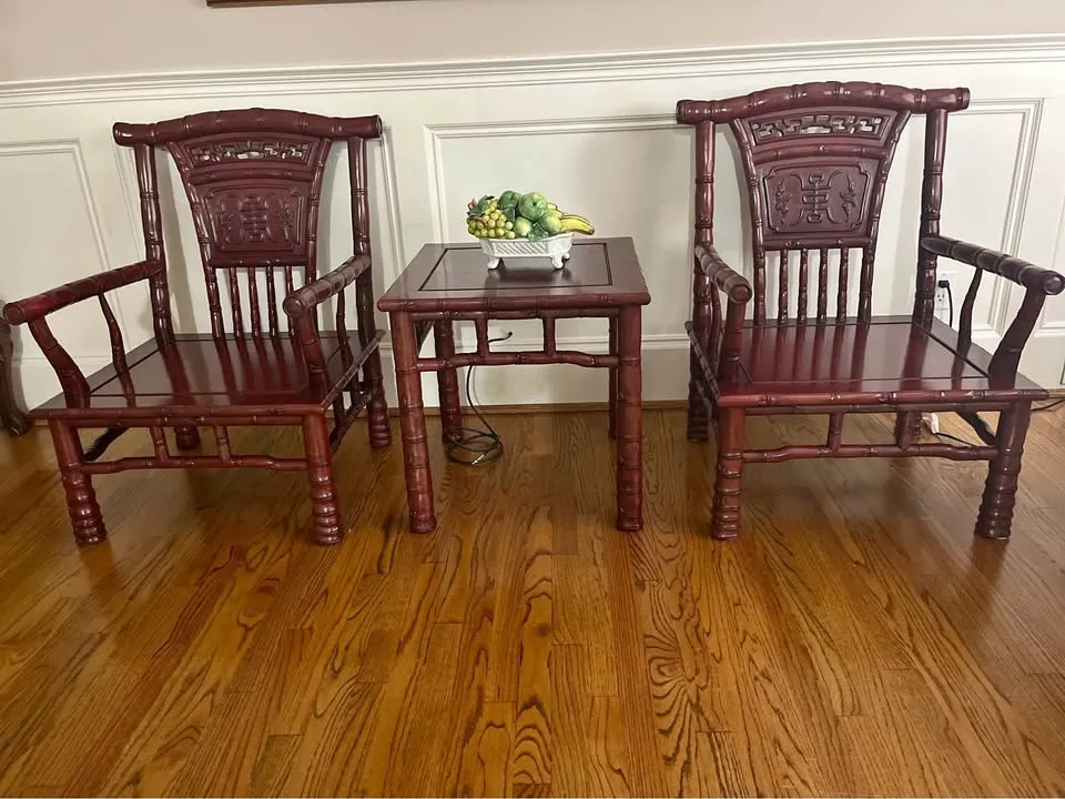 Rose wood chairs and side table thumbnail