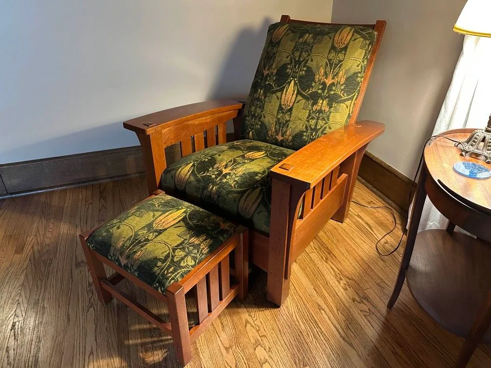 Stickley Bow Arm Morris Chair with Footstool thumbnail