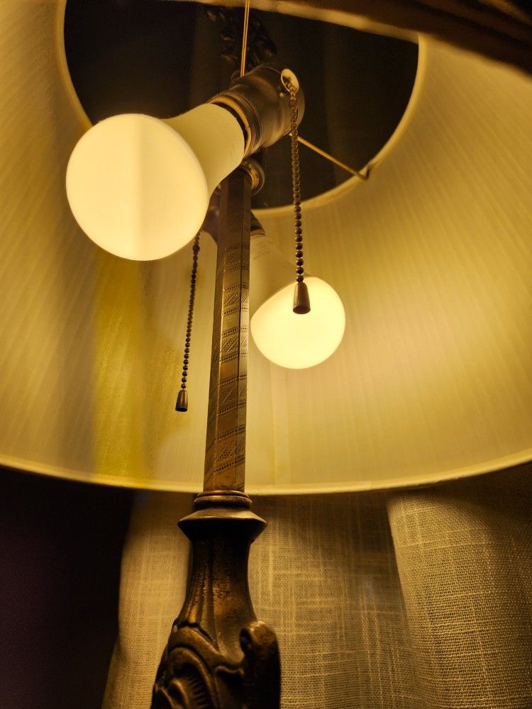 Vintage Art Deco Brass Table Lamp - 28" - Rewired - photo 3