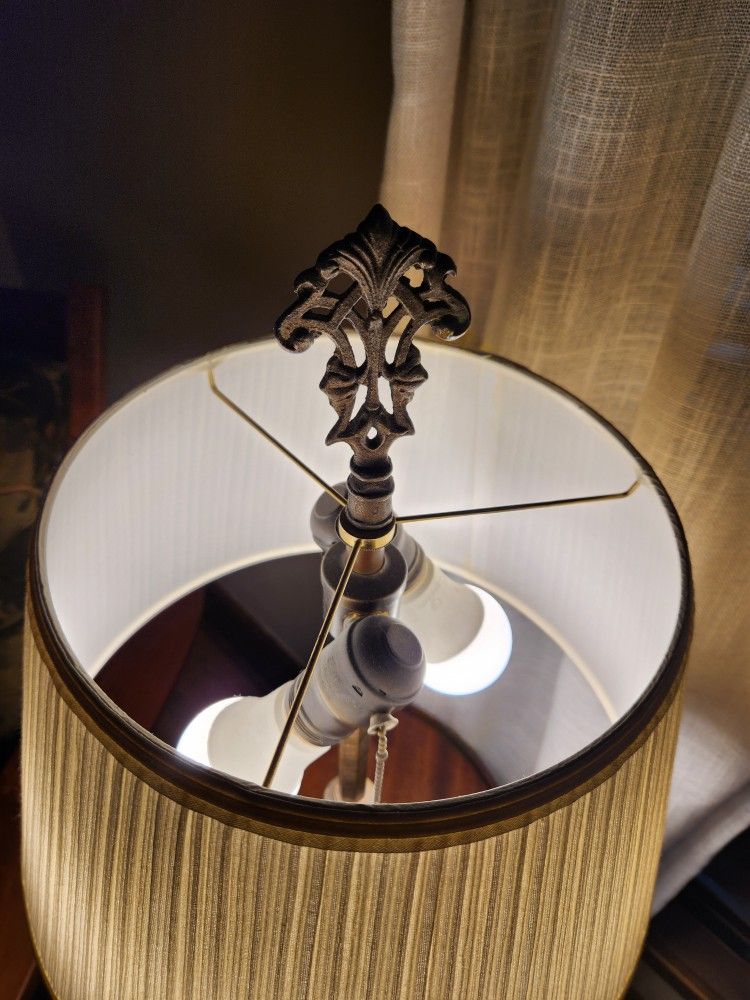 Vintage Art Deco Brass Table Lamp - 28" - Rewired - photo 4