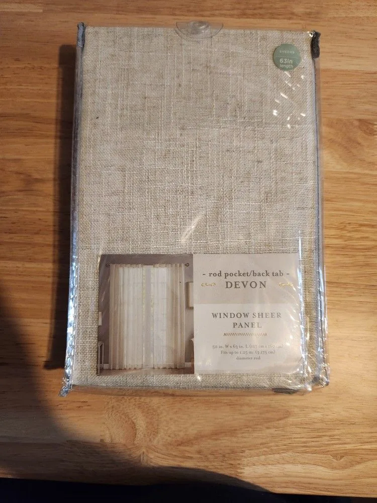 Devon Window Sheer Curtain Panel 50x63 Beige - Qty 3 thumbnail