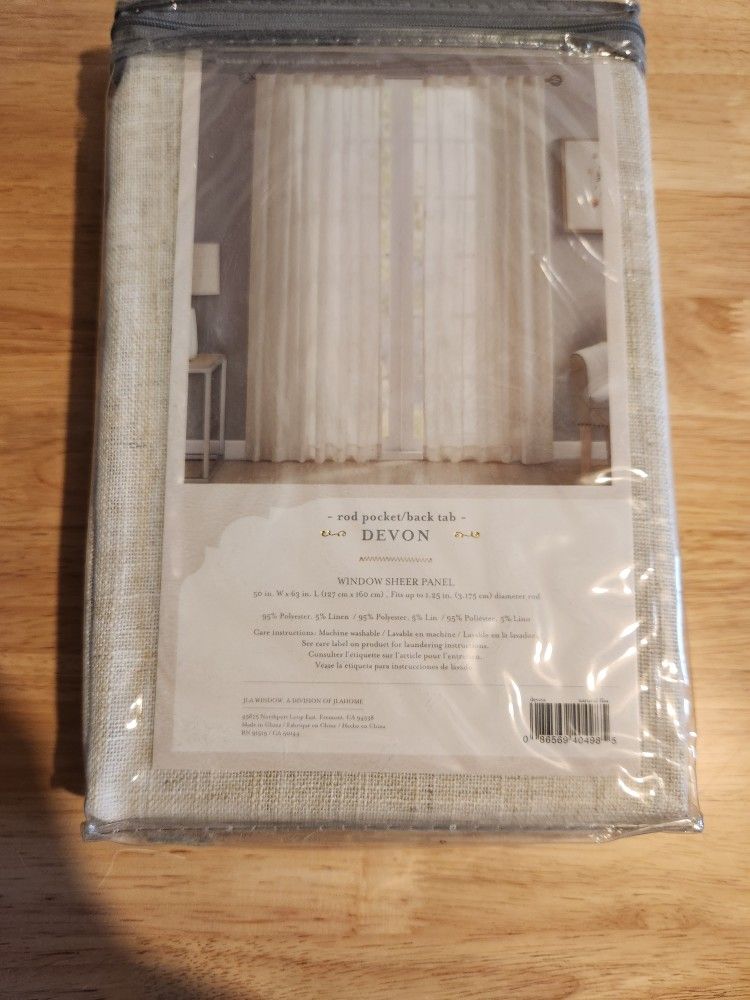 Devon Window Sheer Curtain Panel 50x63 Beige - Qty 3 - photo 3