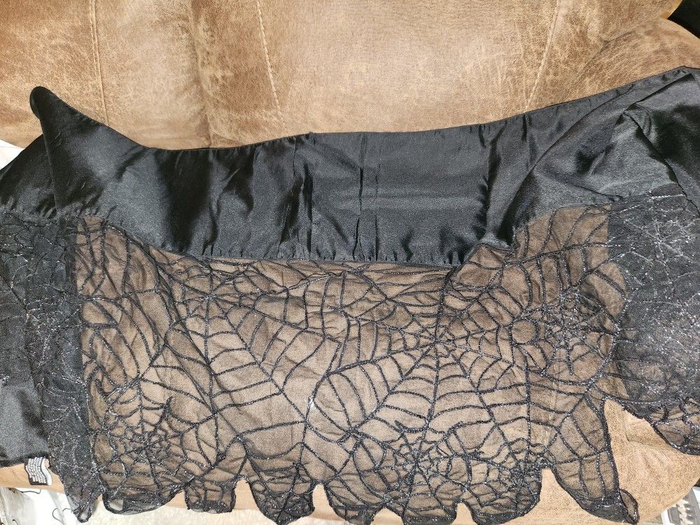 Halloween Spiderweb Fireplace Mantle Scarf 56" long