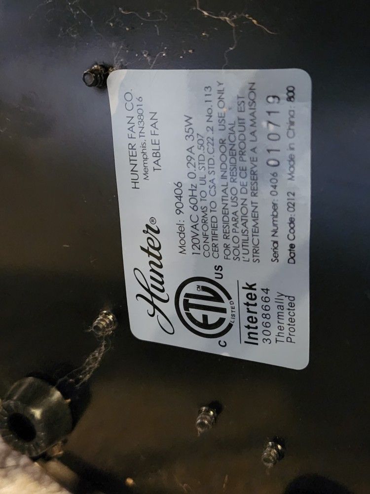 Hunter Fan Oscillating Table Fan - works! 14" diameter - photo 5
