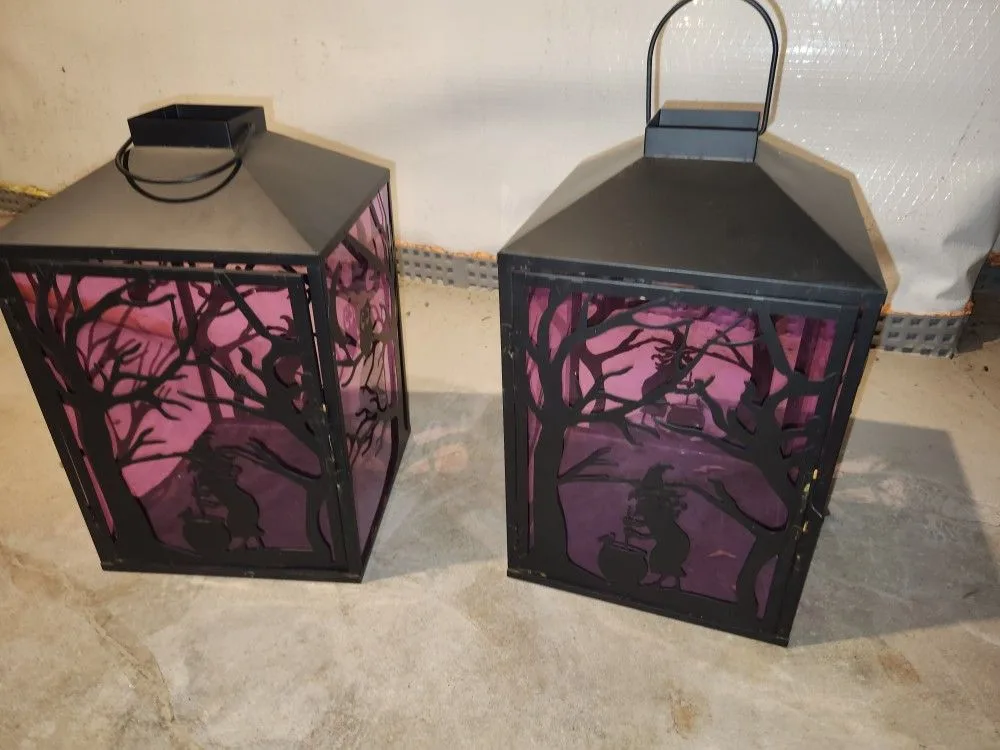 Large Halloween Lantern Pair - 10"x10"x17 thumbnail