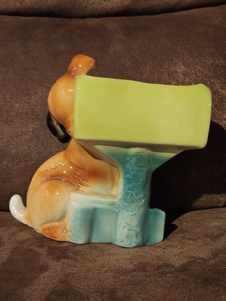 Vintage Royal Copley Puppy Mailbox Planter 8" tall - photo 3