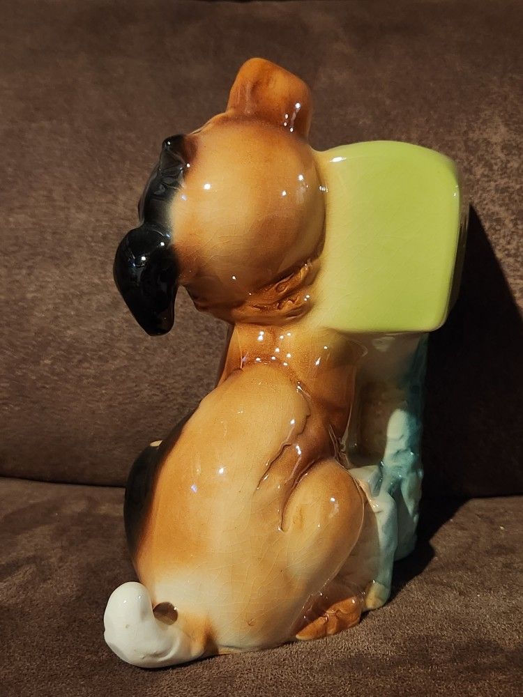 Vintage Royal Copley Puppy Mailbox Planter 8" tall - photo 4