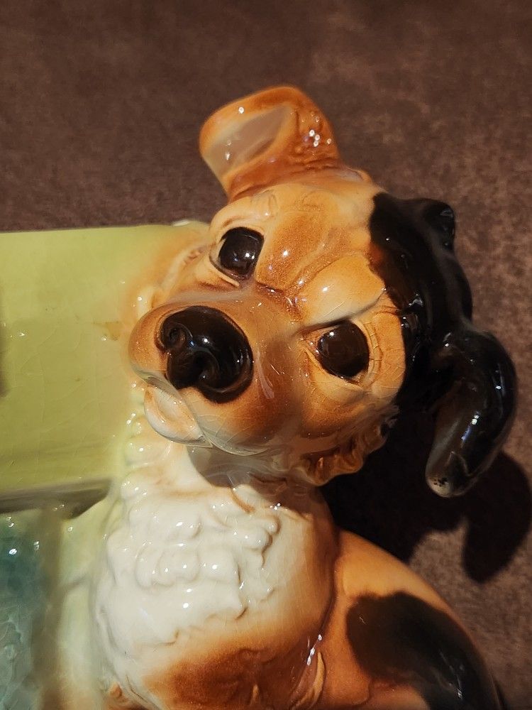 Vintage Royal Copley Puppy Mailbox Planter 8" tall - photo 5