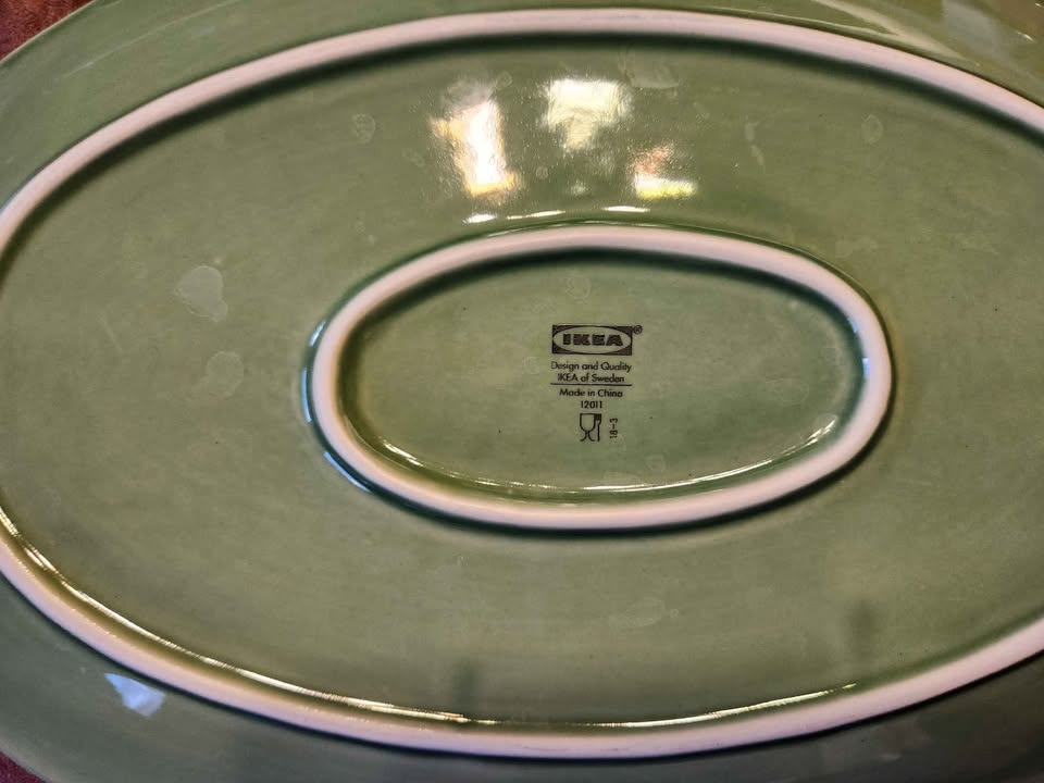 14.5" x 9.5" Ikea green Lettuce Leaf oval serving tray - photo 3