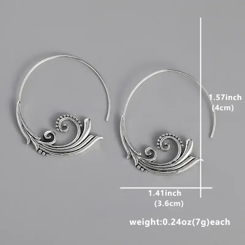 Vintage Silvery Wave Design Earrings - photo 3