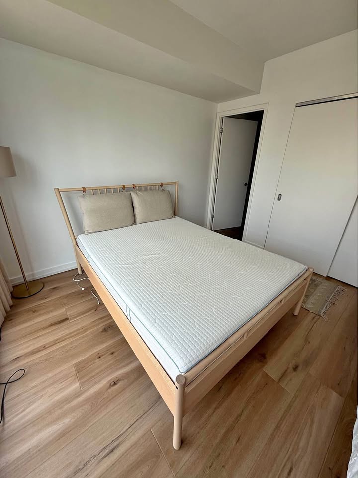 IKEA BJÖRKSNÄS Queen Bed Frame & Memory Foam Mattress