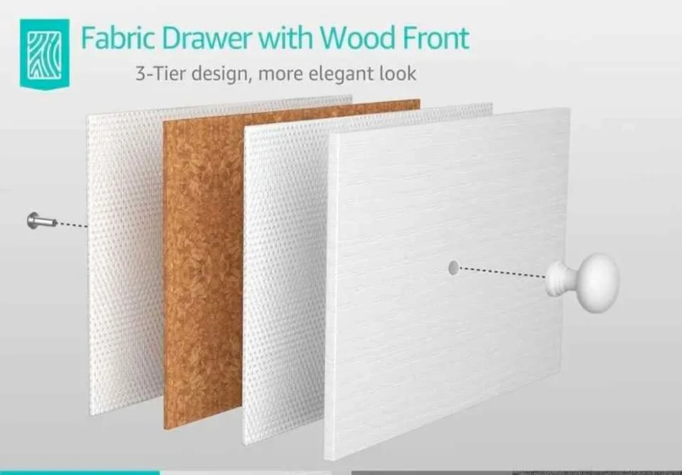 White Nightstand with Fabric Drawer image indicator(3)