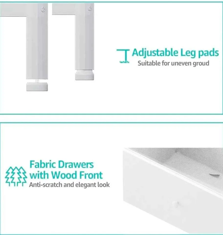 White Nightstand with Fabric Drawer image indicator(5)