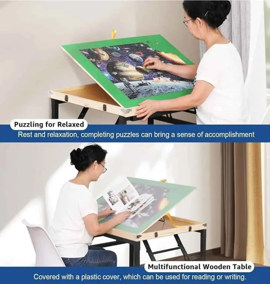 JoyPcs Puzzle Table with Drawers & Folding Metal Legs image indicator(7)