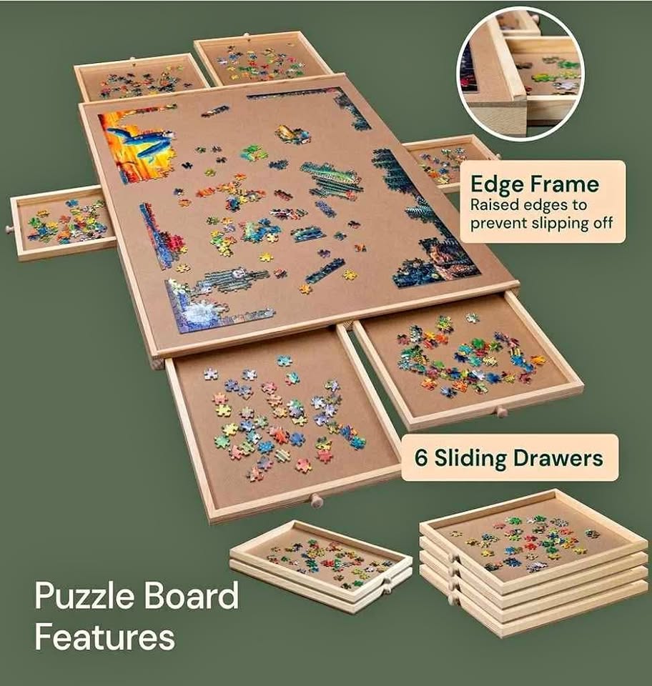 Playvibe 1500 piece 6 drawer portable puzzle table