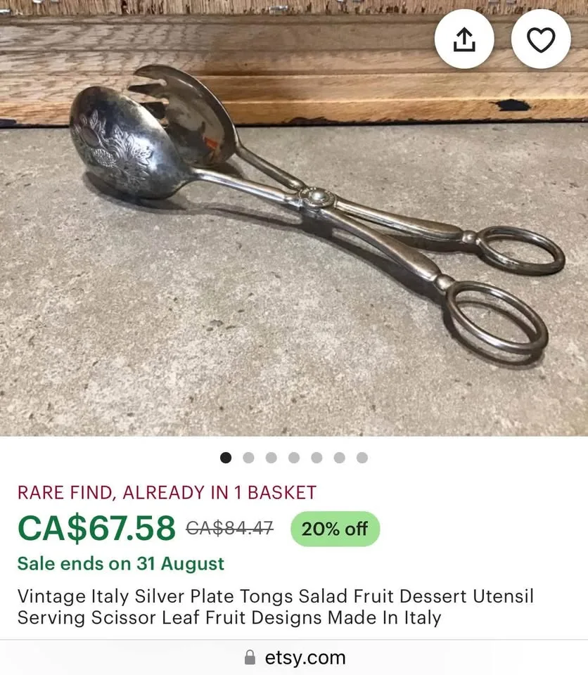 Vintage Silver Plated Fruit/Salad Tongs image indicator(4)