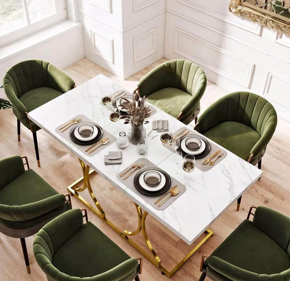 New 59" Marble-Style Dining Table –only Table