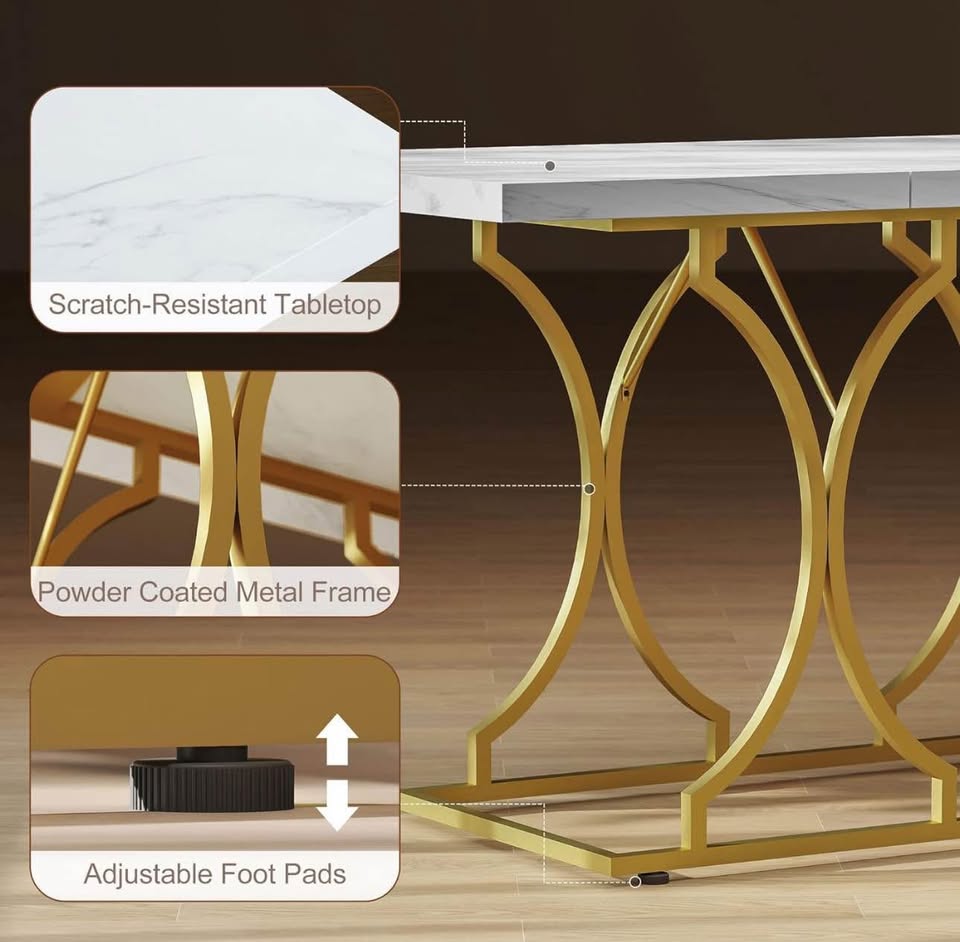New 59" Marble-Style Dining Table –only Table - photo 2
