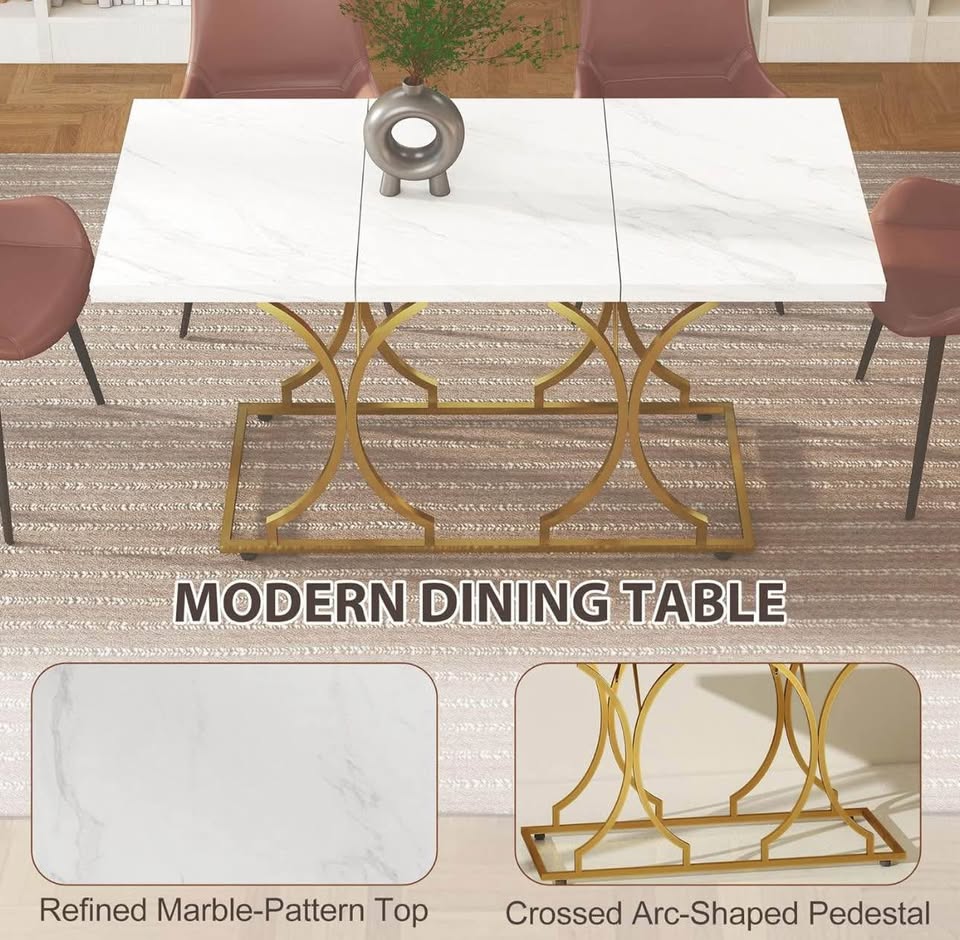 New 59" Marble-Style Dining Table –only Table - photo 4