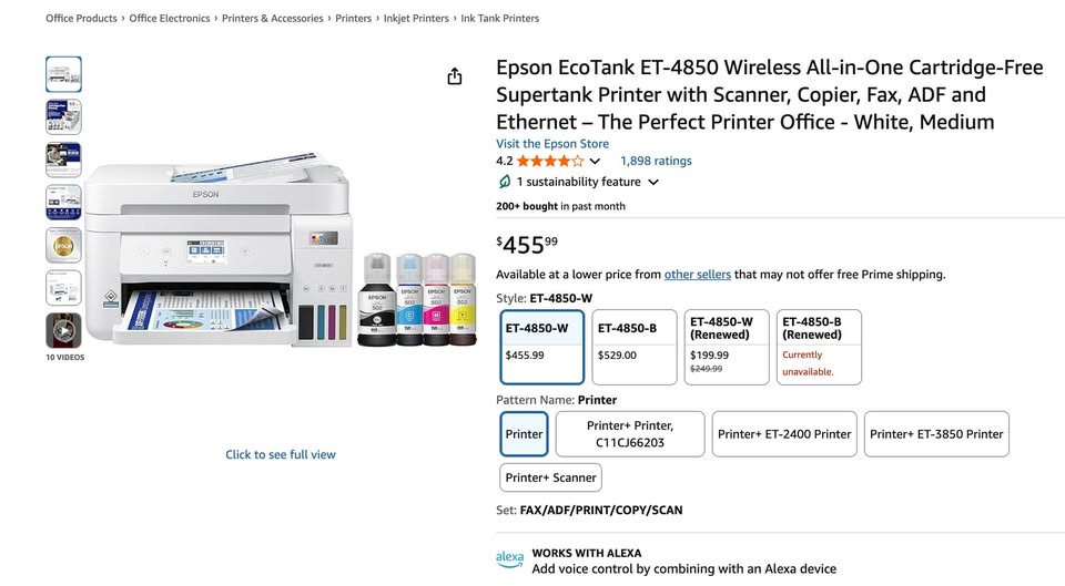 Epson EcoTank ET-4850 Printer - photo 4