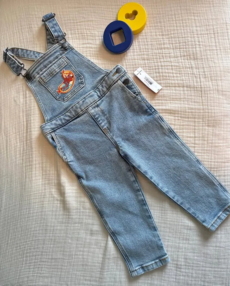 "Hot Dawg" Unisex 2T Denim Overalls *BNWT* thumbnail