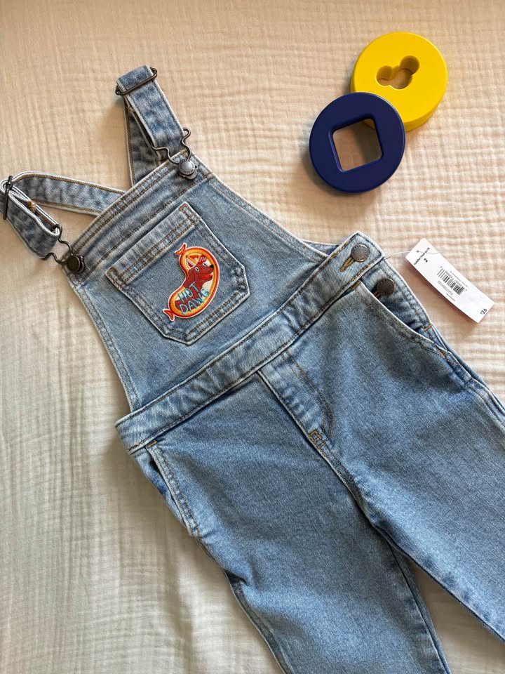 "Hot Dawg" Unisex 2T Denim Overalls *BNWT* - photo 2