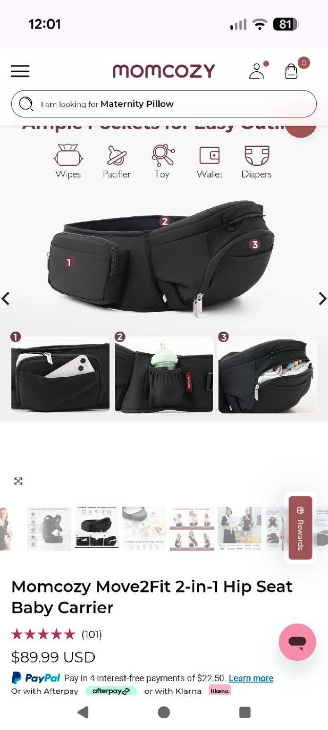 Momcozy 2-in-1 Hip Seat Baby Carrier
