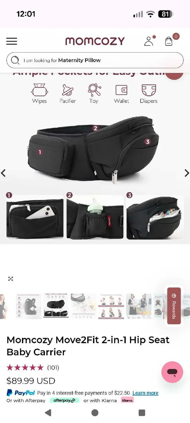 Momcozy 2-in-1 Hip Seat Baby Carrier thumbnail