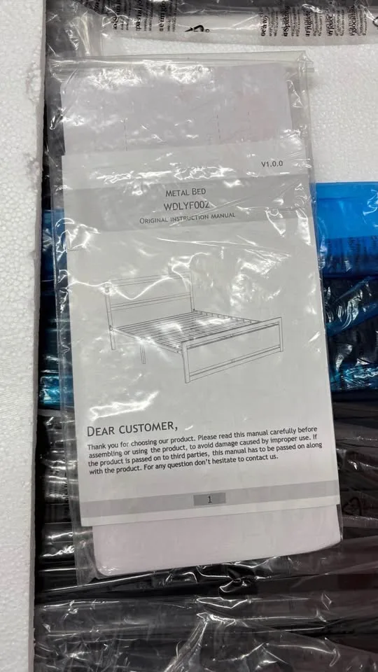 Marilee Wood and Black Metal Frame Bed with Headboard image indicator(5)