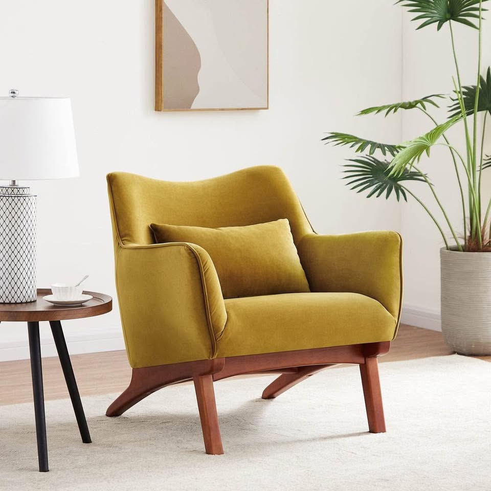 Ashcroft Upholstered Armchair - golden velvet - photo 4