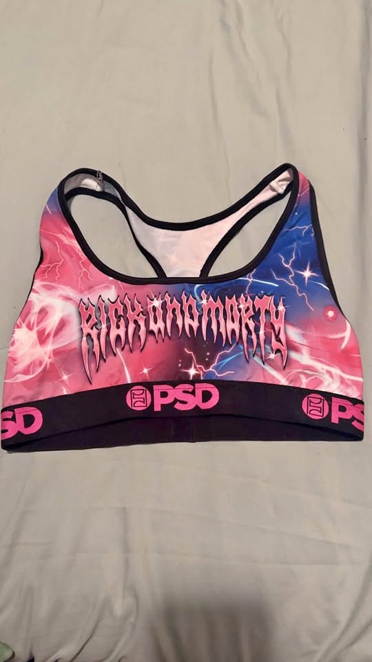 PSD Women’s Rick and Morty - Metal Logo Bra Size Large