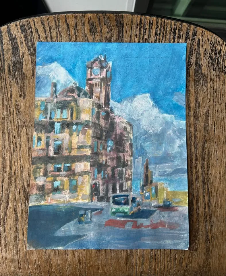 "Clock Tower" Original Acrylic Painting image indicator(2)