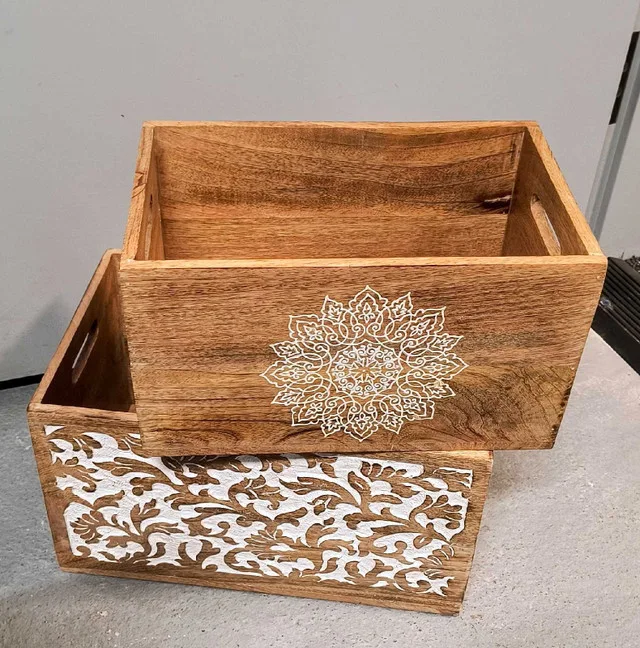 Wood Storage Boxes x2 (Large + Small) thumbnail