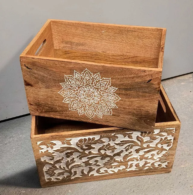 Wood Storage Boxes x2 (Large + Small) image indicator(2)