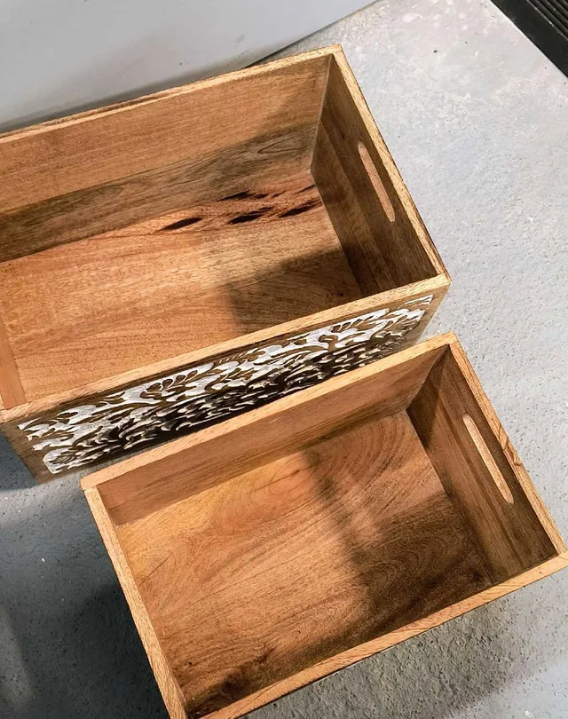 Wood Storage Boxes x2 (Large + Small) image indicator(3)