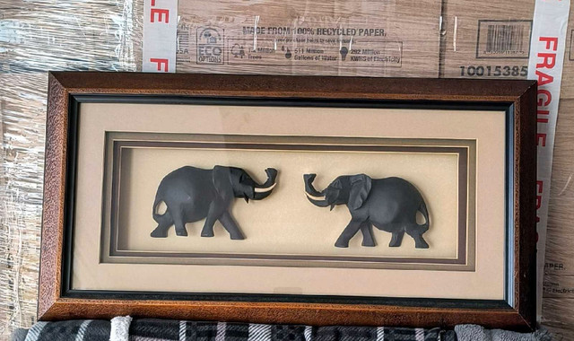 Framed Shadow Box Elephant Wall Hanging