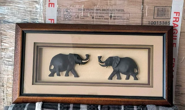 Framed Shadow Box Elephant Wall Hanging thumbnail