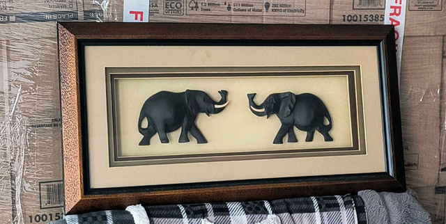Framed Shadow Box Elephant Wall Hanging - photo 3