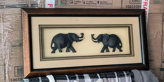 Framed Shadow Box Elephant Wall Hanging image indicator(3)