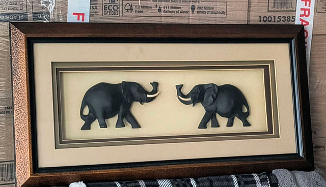 Framed Shadow Box Elephant Wall Hanging - photo 5
