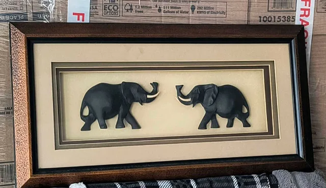 Framed Shadow Box Elephant Wall Hanging image indicator(5)
