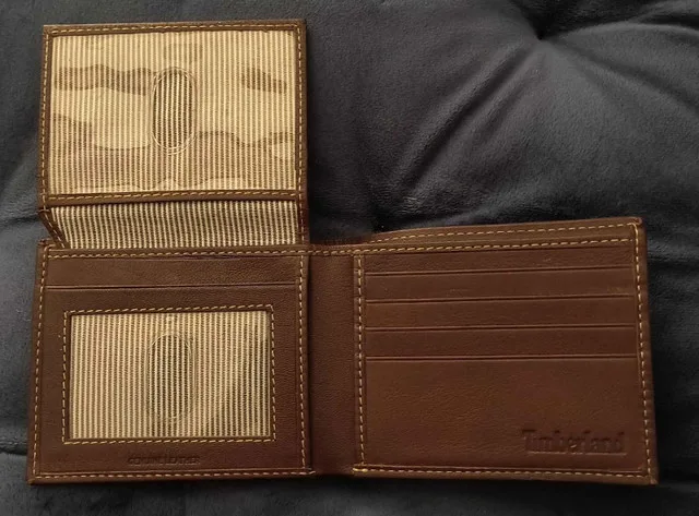Timberland Men's Genuine Leather Billfold Wallet (New~ Brown) image indicator(3)