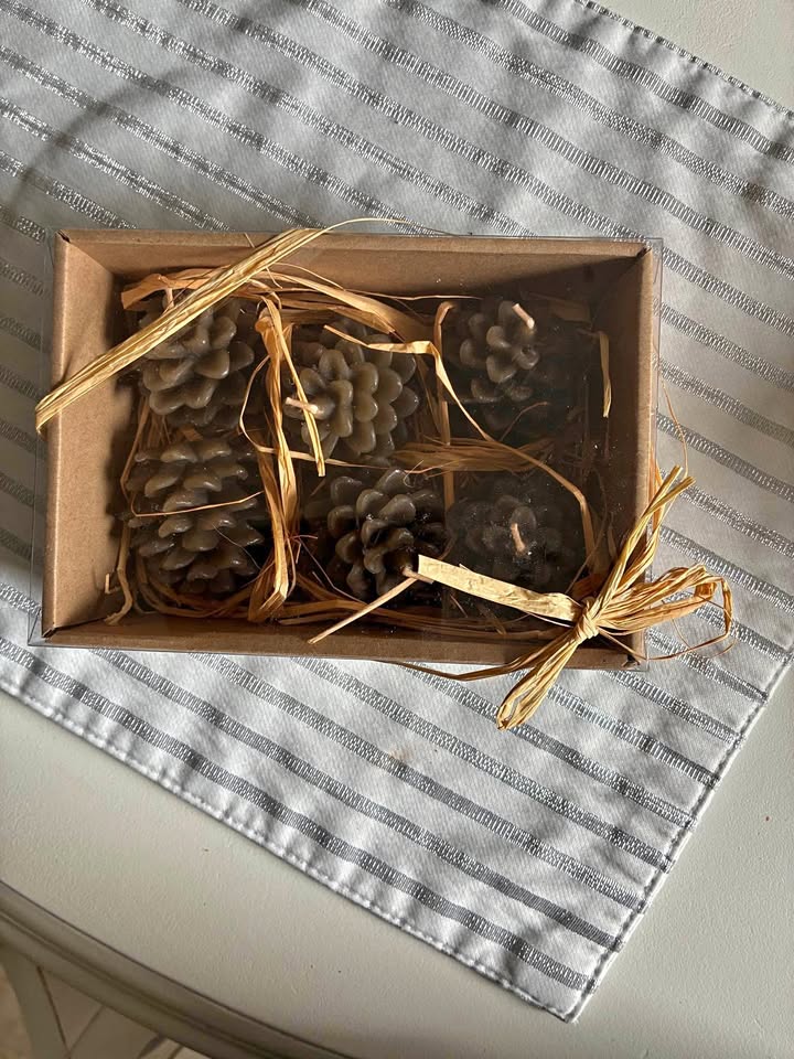 Giftable pinecone candles