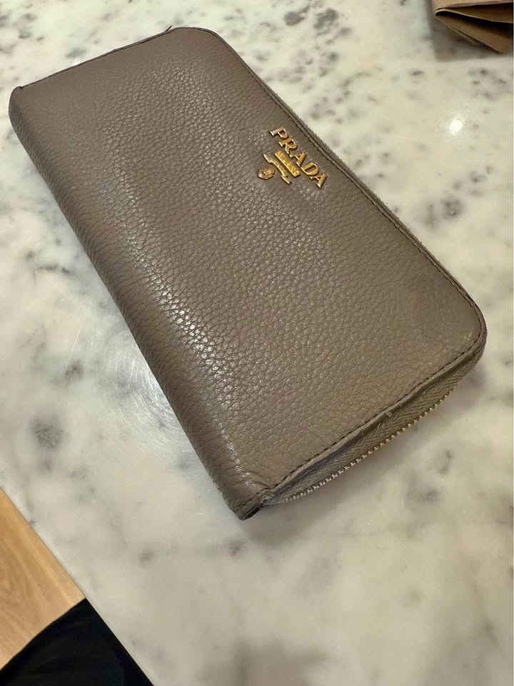 Prada Saffiano Leather Zip Around Wallet